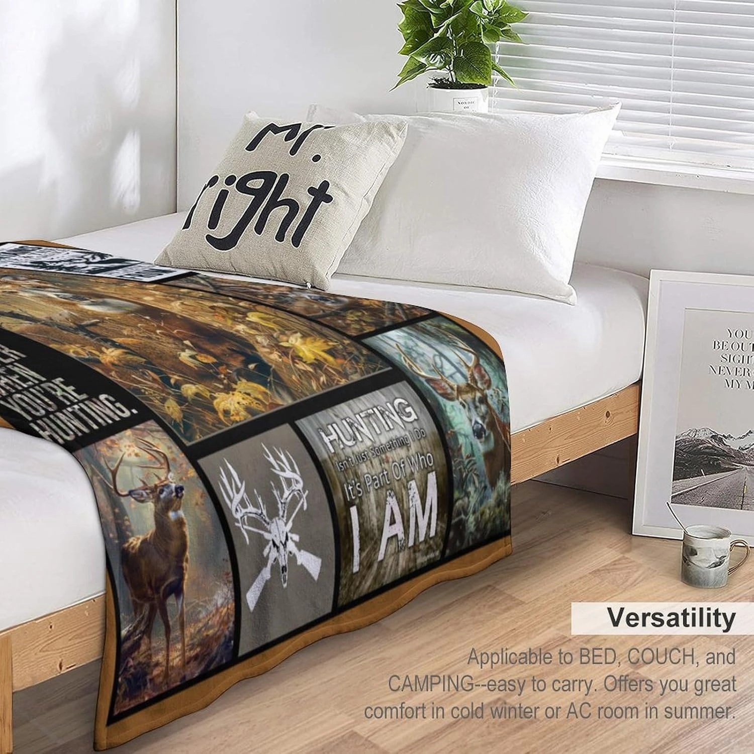 Deer Elk Gifts for Men: Super Soft Cozy Forest Fleece Elk Deer Decor Picture Blanket - 40"x50"