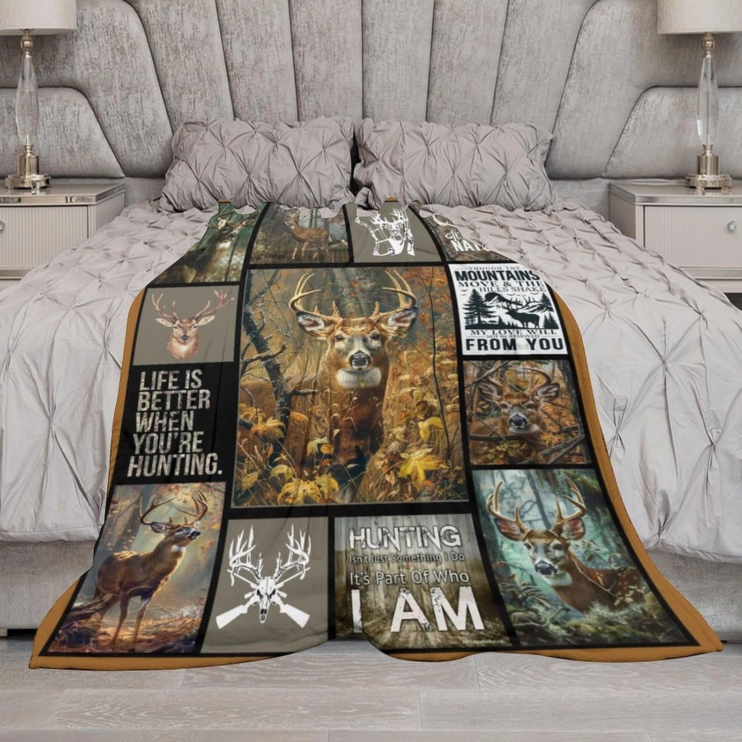 Deer Elk Gifts for Men: Super Soft Cozy Forest Fleece Elk Deer Decor Picture Blanket - 40"x50"