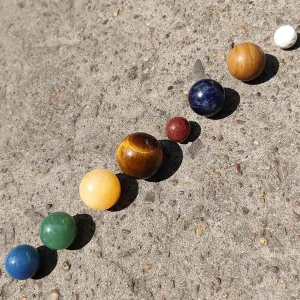 Desk Decoration Planets Solar System Model Geography Teaching Eight Planets Model Educational Tumbled Crystal Gemstones Ball Set Mix Spheres Celestial Creative Good Luck Gift