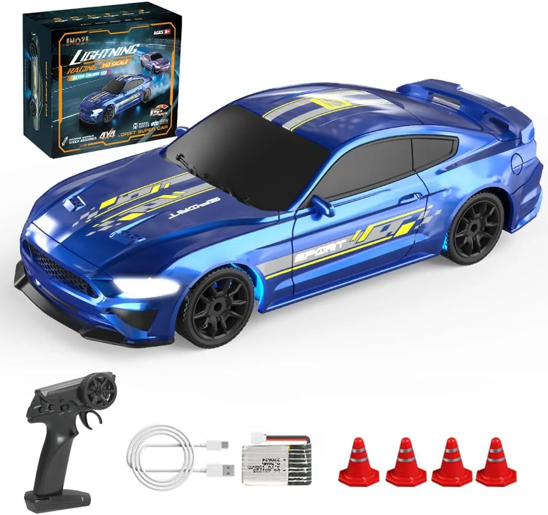 Desktop Mini RC Drift Car - 1:43 Scale RTR Full-Proportional 2.4G Remote Control Electric RC Drift Racing Sport Car with LED Lights Vehicle Hobby Gift for Adults -Gyro Version