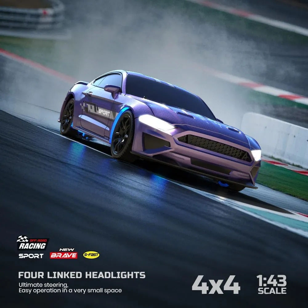 Desktop Mini RC Drift Car - 1:43 Scale RTR Full-Proportional 2.4G Remote Control Electric RC Drift Racing Sport Car with LED Lights Vehicle Hobby Gift for Adults -Gyro Version