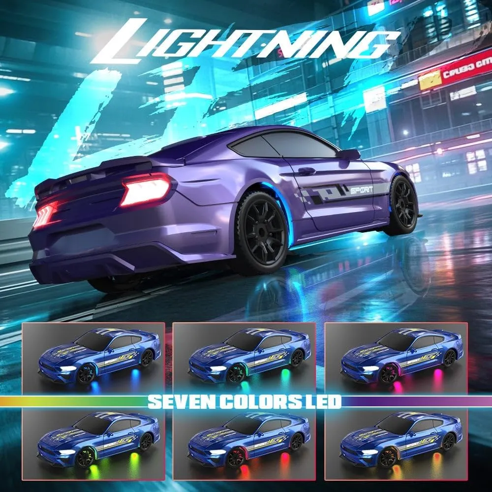 Desktop Mini RC Drift Car - 1:43 Scale RTR Full-Proportional 2.4G Remote Control Electric RC Drift Racing Sport Car with LED Lights Vehicle Hobby Gift for Adults -Gyro Version