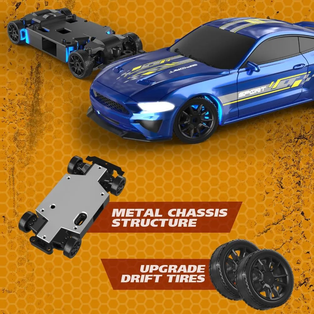 Desktop Mini RC Drift Car - 1:43 Scale RTR Full-Proportional 2.4G Remote Control Electric RC Drift Racing Sport Car with LED Lights Vehicle Hobby Gift for Adults -Gyro Version