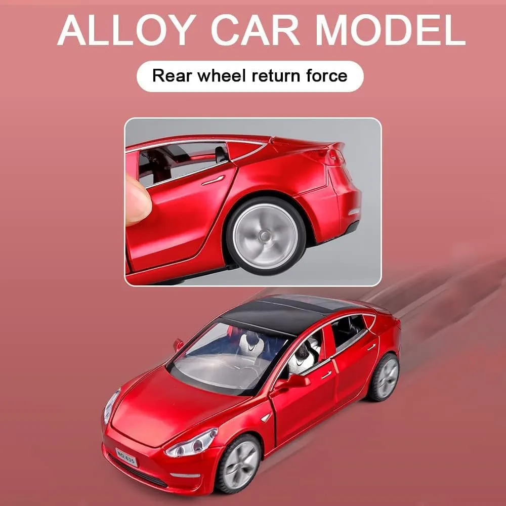 Diecast Toy Car Model 3 Car Model,Zinc Alloy Simulation Casting car Model Pull Back Vehicles,1:32 Scale Mini Vehicles Toys with Lights and Music for Toddlers Kids Children Birthday Gift (Red)
