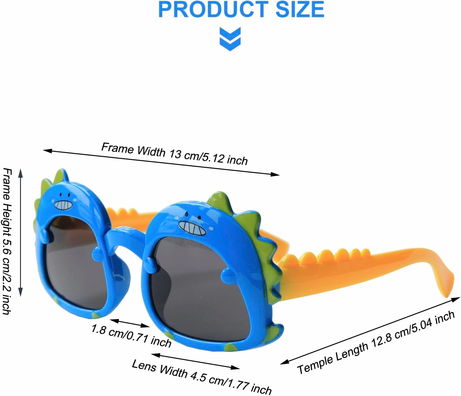 Dinosaur Cartoon Sunglasses for Kids Aged 2-6, Blue Yellow and dark Lenses,UV Protection Secure Fit for Outdoor