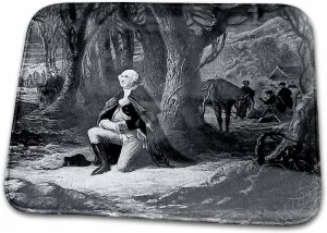 Dish Drying Mat - George Washington Prays at Valley Forge Black and White Magic Lantern Slides