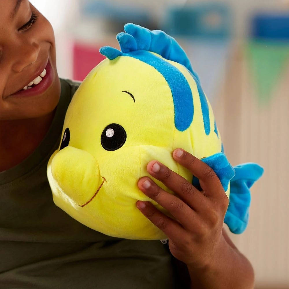 Disney Store Official Princess Friends Plush Doll (Flounder from The Little Mermaid) Small, Stuffed Animals with Embroidered Features, Plush Toys, Plush Toys for Kids