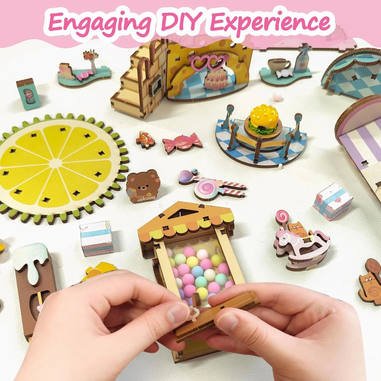 DIY Book Nook Kit,Dollhouse for Adults Teens,Booknook Bookshelf Insert Decor,3D Wooden Puzzle with LED Dust Proof,Xmas Birthday Gifts Girlfriend Valentine's Present,Easter Halloween Home Decor