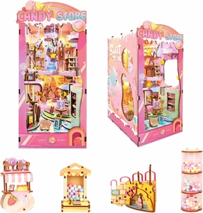 DIY Book Nook Kit,Dollhouse for Adults Teens,Booknook Bookshelf Insert Decor,3D Wooden Puzzle with LED Dust Proof,Xmas Birthday Gifts Girlfriend Valentine's Present,Easter Halloween Home Decor