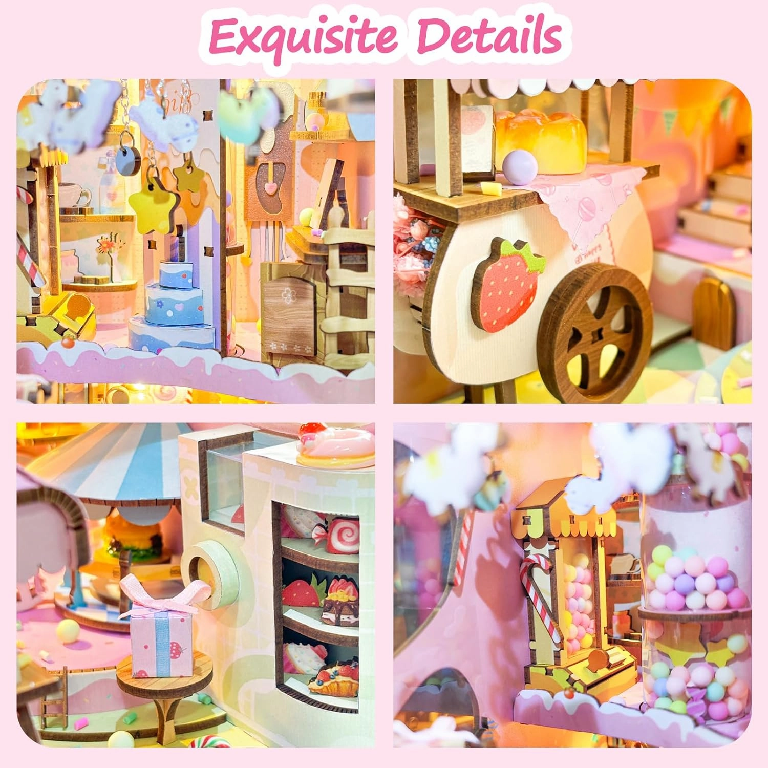 DIY Book Nook Kit,Dollhouse for Adults Teens,Booknook Bookshelf Insert Decor,3D Wooden Puzzle with LED Dust Proof,Xmas Birthday Gifts Girlfriend Valentine's Present,Easter Halloween Home Decor