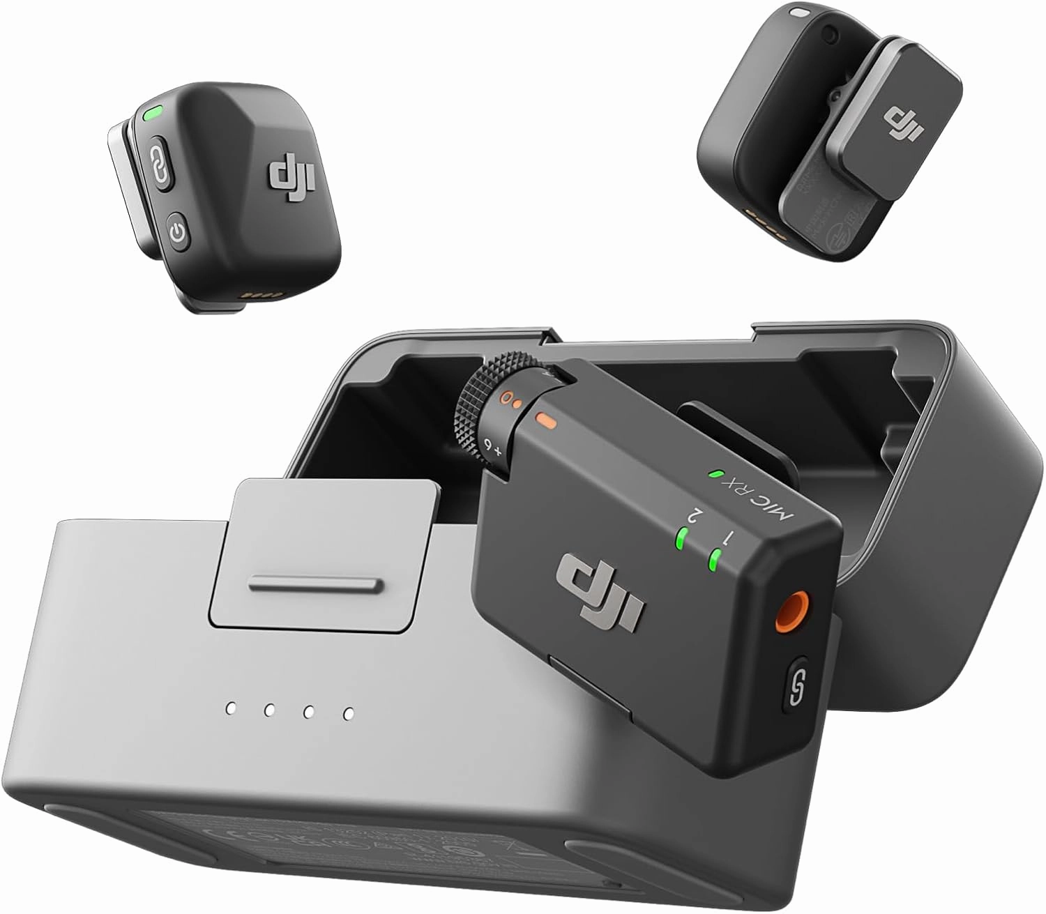 DJI Mic Mini (2 TX   1 RX   Charging Case), Wireless Microphone for iPhone/Camera/Android, Ultralight, Detail-Rich Audio, 48h Use, Noise Cancelling, Automatic Limiting, Vlog, Streaming