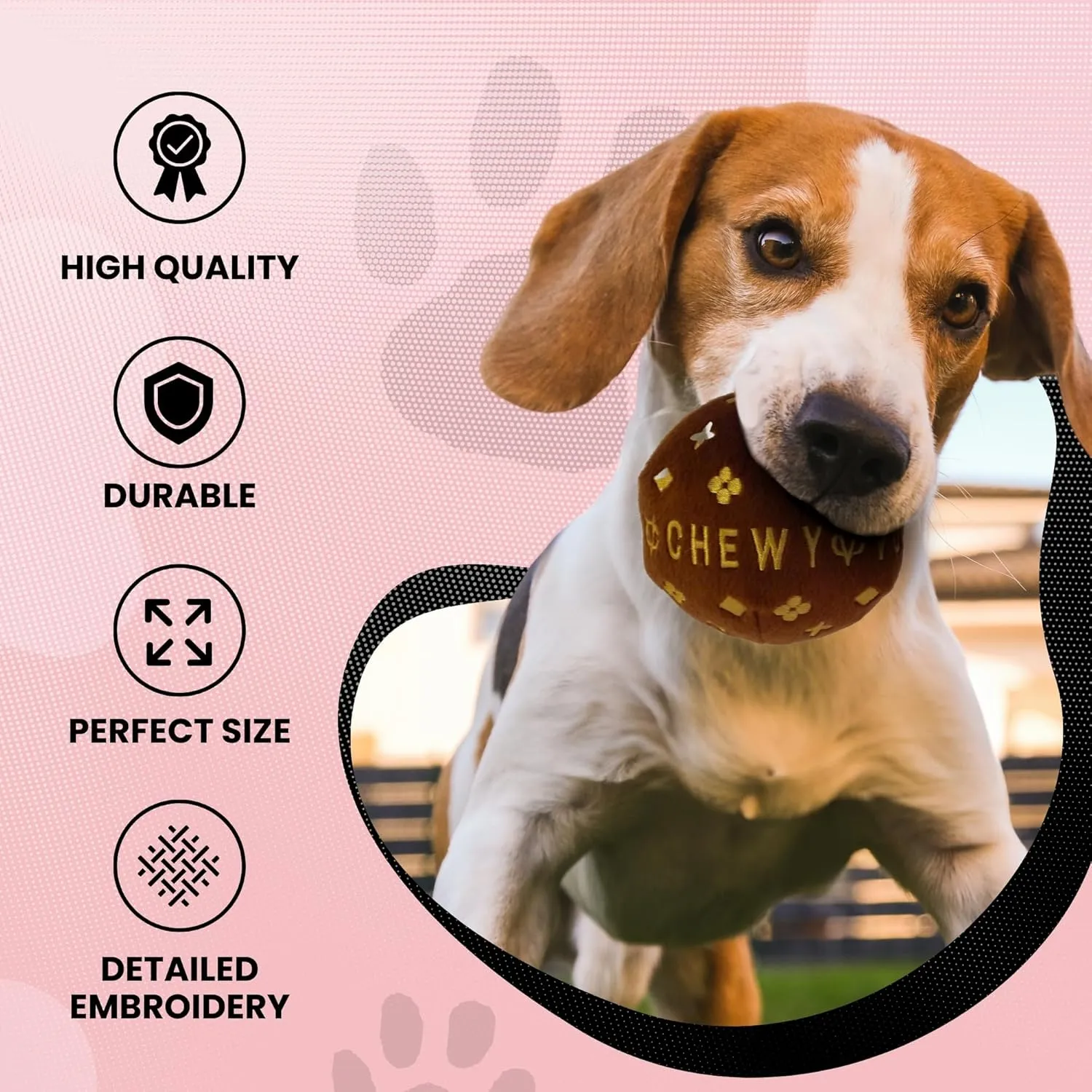 Dog Diggin Designs Runway Pup Collection | Unique Squeaky Parody Plush Dog Toys – Prêt-à-Porter Dog Bones, Balls & More