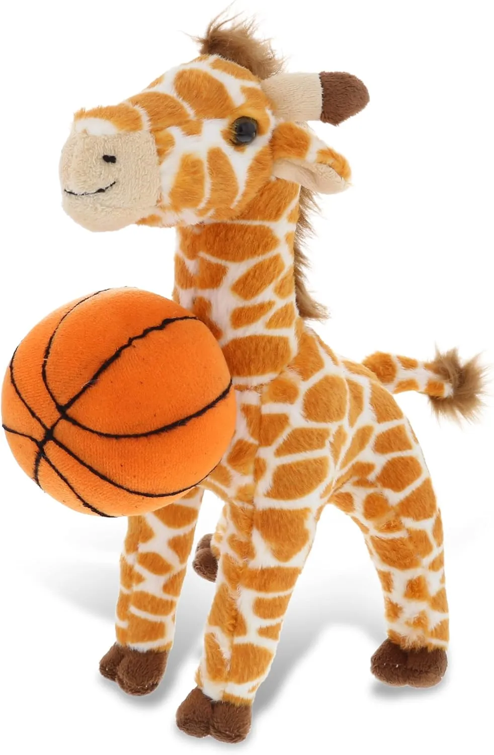 DolliBu Giraffe Stuffed Animal with Basketball Plush - Soft Plush Huggable Giraffe, Adorable Playtime Giraffe Plush Toy, Cute Wildlife Gift for Kids, Adults - 12.5 Inch