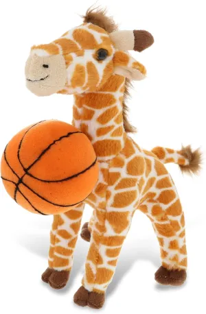 DolliBu Giraffe Stuffed Animal with Basketball Plush - Soft Plush Huggable Giraffe, Adorable Playtime Giraffe Plush Toy, Cute Wildlife Gift for Kids, Adults - 12.5 Inch