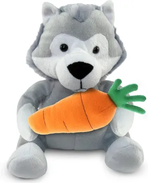 DolliBu Happy Easter Super Soft Plush Wolf with Carrot - Cute Stuffed Animals with Carrot Plush Toy, with Name Personalization, Spring Easter Plush Animal - 6 Inches