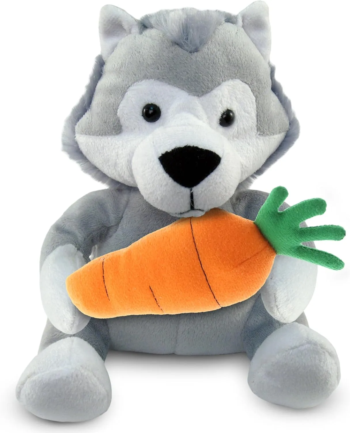 DolliBu Happy Easter Super Soft Plush Wolf with Carrot - Cute Stuffed Animals with Carrot Plush Toy, with Name Personalization, Spring Easter Plush Animal - 6 Inches