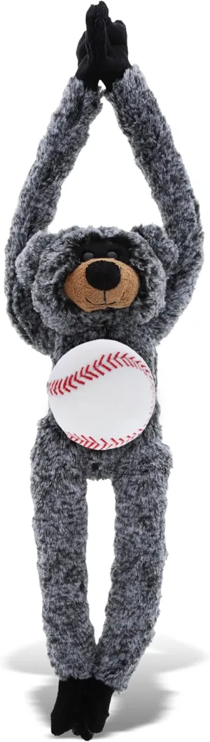 DolliBu Long Arms Black Bear Stuffed Animal with Baseball Plush – Soft Huggable Bear, Adorable Playtime Plush Toy, Baseball Plush Animal Toy for Kids and Adults - 21 Inches