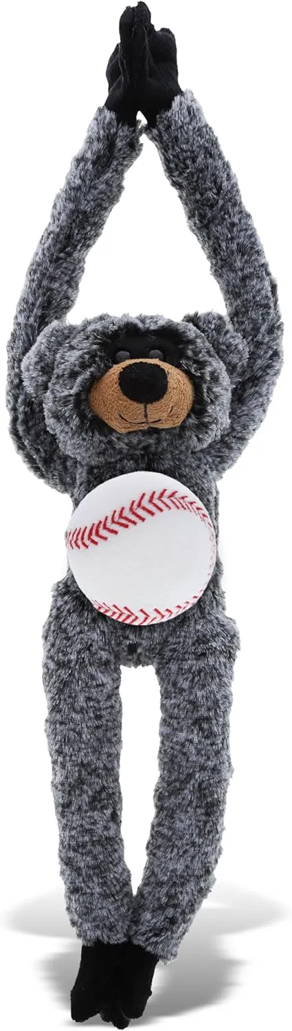 DolliBu Long Arms Black Bear Stuffed Animal with Baseball Plush – Soft Huggable Bear, Adorable Playtime Plush Toy, Baseball Plush Animal Toy for Kids and Adults - 21 Inches