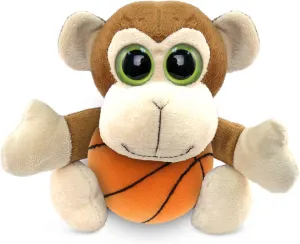 DolliBu Monkey Stuffed Animal with Basketball Plush - Soft Huggable Monkey, Adorable Playtime Plush Toy, Personalized Plush Animal Toy for Kids and Adults - 6 Inches