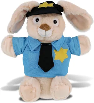 DolliBu Rabbit Police Officer Super Soft Plush Hand Puppet Toy - Soft Rabbit Cop Stuffed Animal Dress Up with Cute Cop Uniform and Cap Outfit - Gift with Personalization - 9 Inches