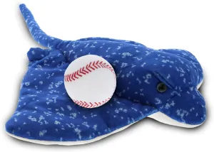 DolliBu Spotted Blue Ray Stuffed Animal with Baseball Plush - Soft Huggable Blue Ray, Adorable Playtime Plush Toy, Super Soft Plush Doll Animal Toy for Kids and Adults - 17 Inches