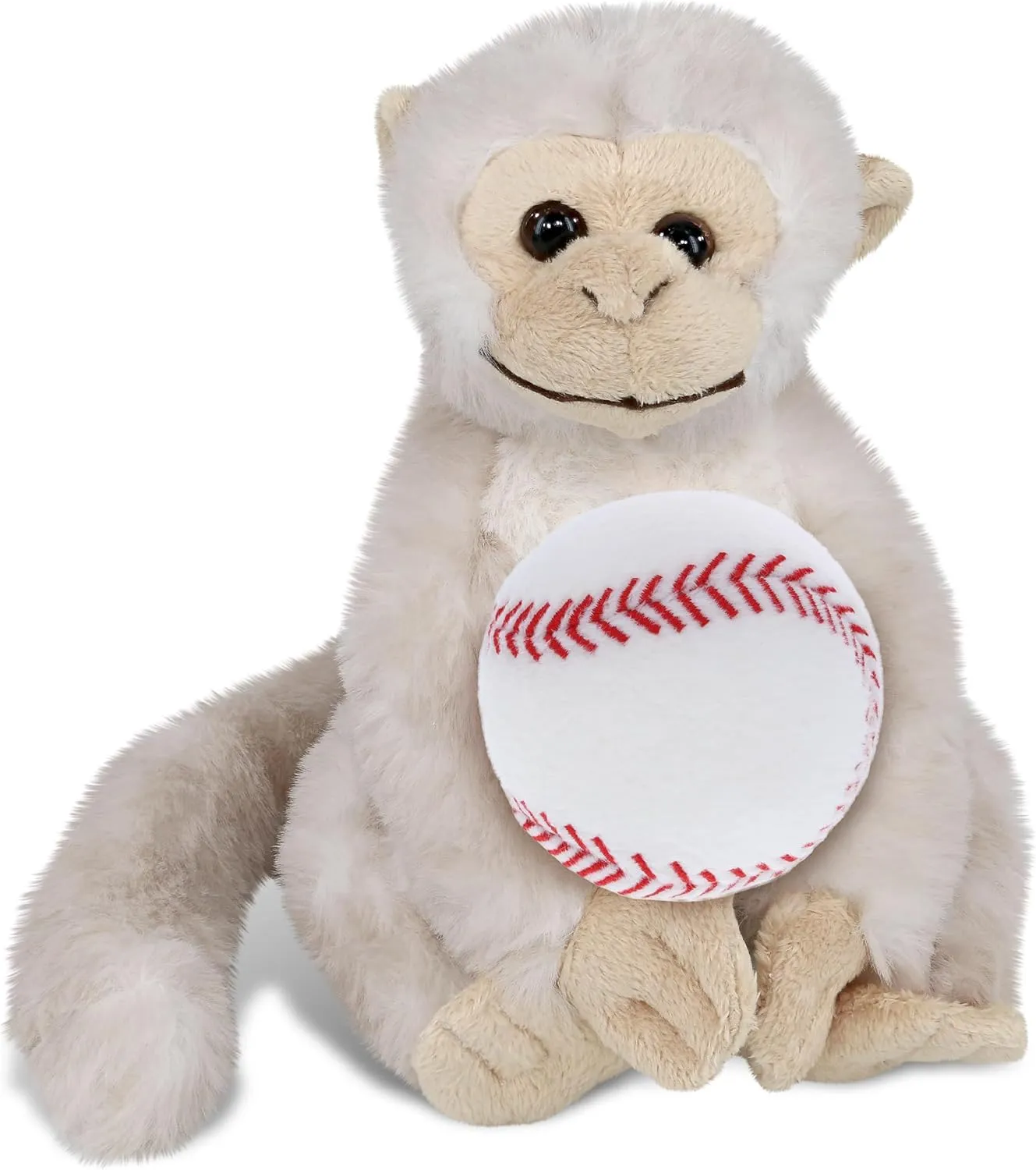 DolliBu Squirrel Monkey Stuffed Animal with Baseball Plush - Super Soft Stuffed Animal Monkey with a Sports Ball Plush Toy for Kids and Adults - 12.5 Inch