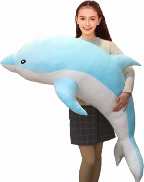 Dolphin Stuffed Animals Plush Pillow Super Soft Sea Animal Plush Toys Dolls for Boys Girls Sleeping Cushion Gift (120cm/47.24in, Blue)