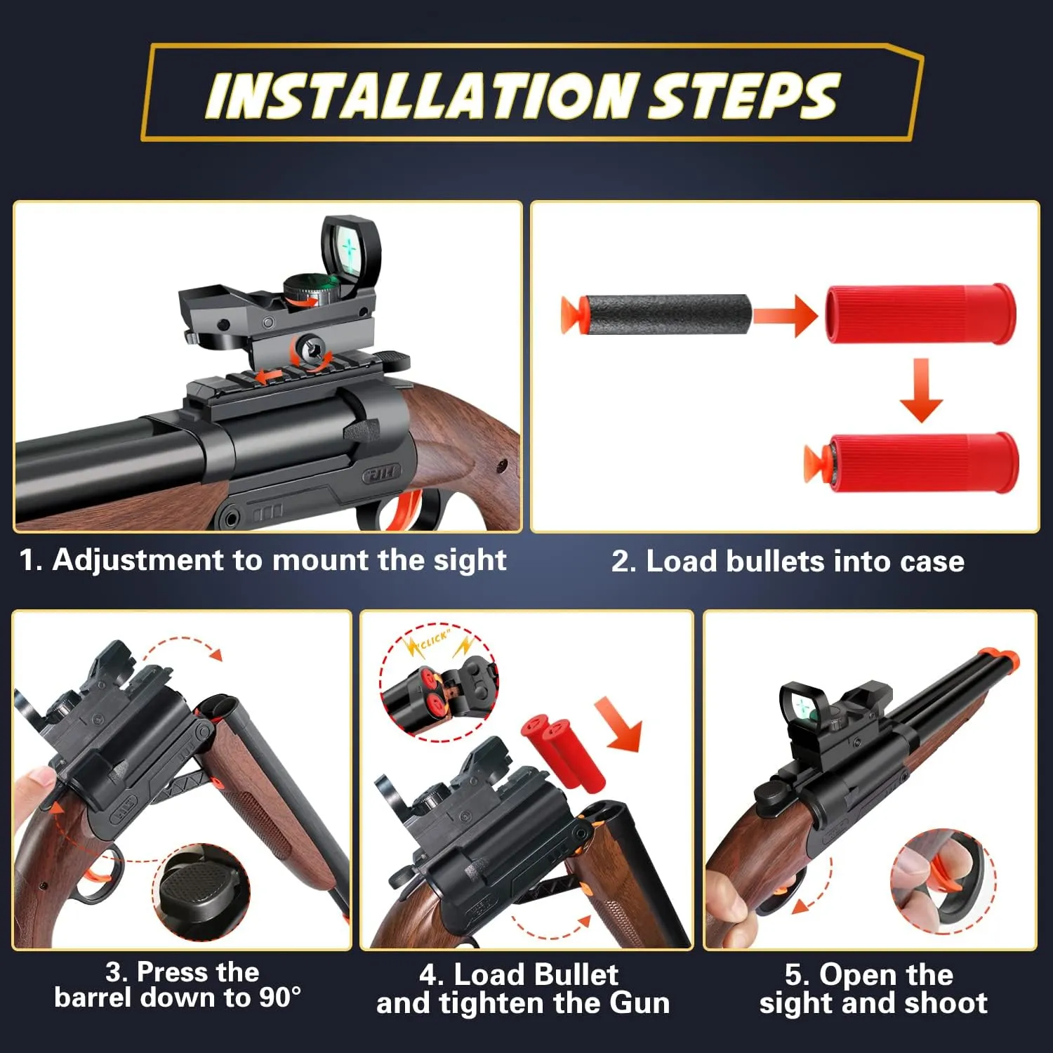 Double-barreled Toy Gun - Two Modes Realistic Soft Bullet Toy Guns Blaster with Sight - Educational Shooting Toy Shotgun - Gifts for Boys Christmas Birthday Halloween Present