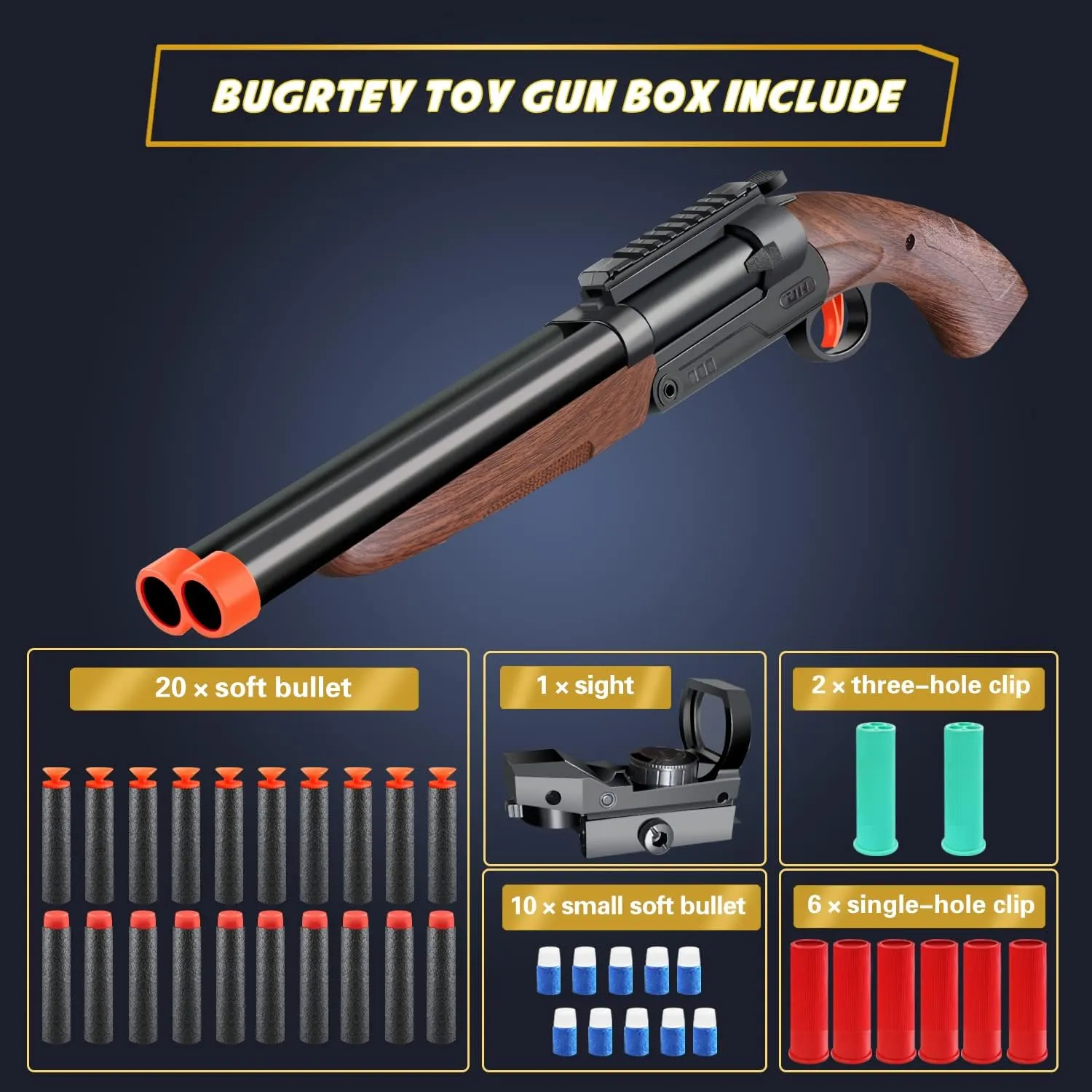 Double-barreled Toy Gun - Two Modes Realistic Soft Bullet Toy Guns Blaster with Sight - Educational Shooting Toy Shotgun - Gifts for Boys Christmas Birthday Halloween Present