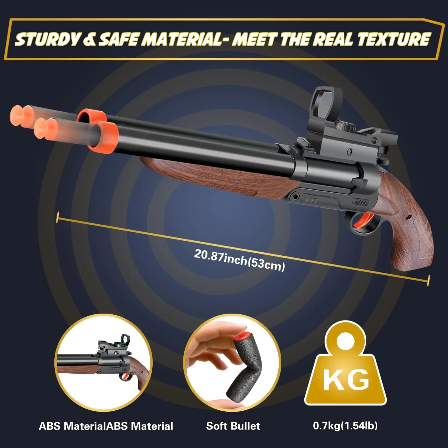 Double-barreled Toy Gun - Two Modes Realistic Soft Bullet Toy Guns Blaster with Sight - Educational Shooting Toy Shotgun - Gifts for Boys Christmas Birthday Halloween Present
