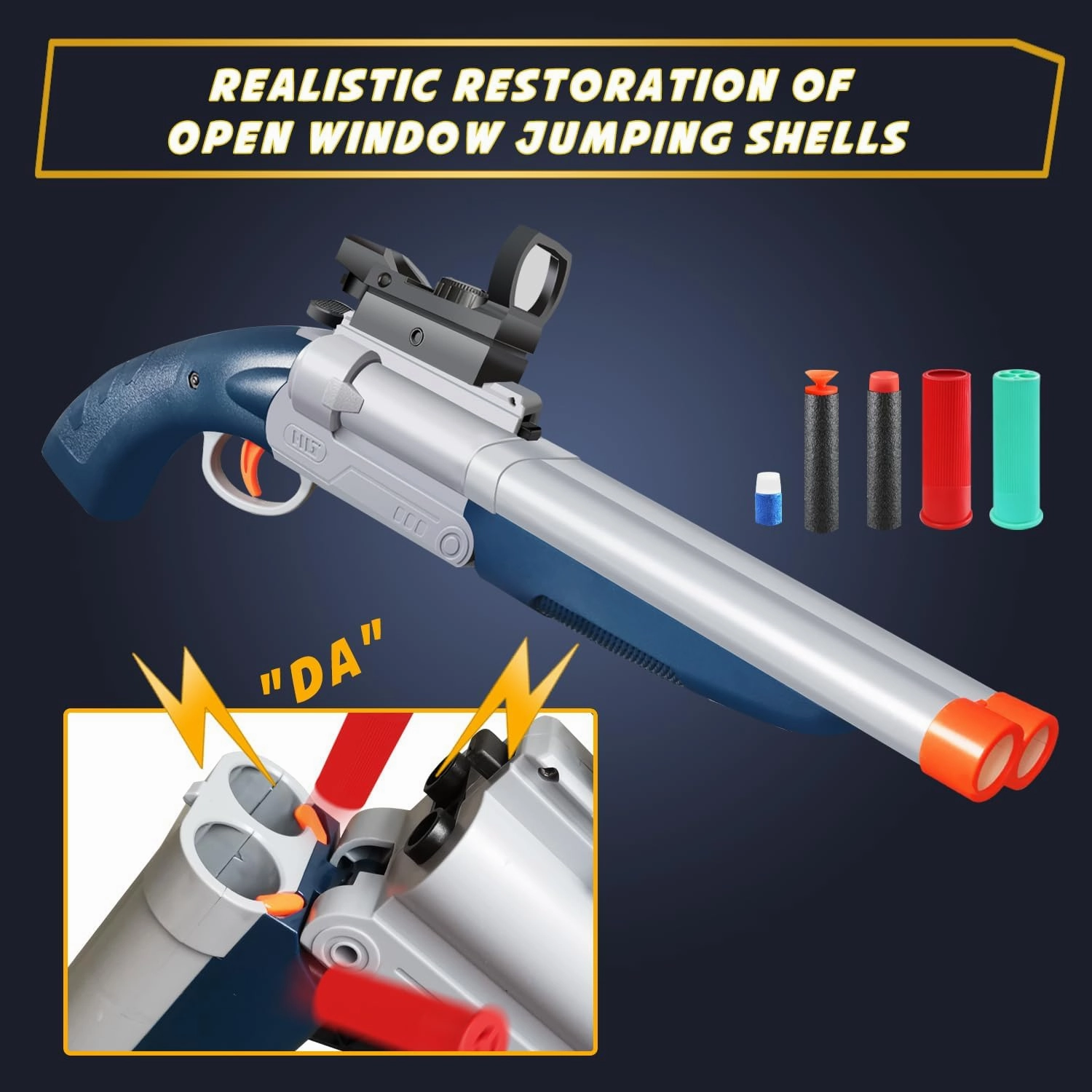 Double-barreled Toy Gun - Two Modes Realistic Soft Bullet Toy Guns Blaster with Sight - Educational Shooting Toy Shotgun - Gifts for Boys Christmas Birthday Halloween Present