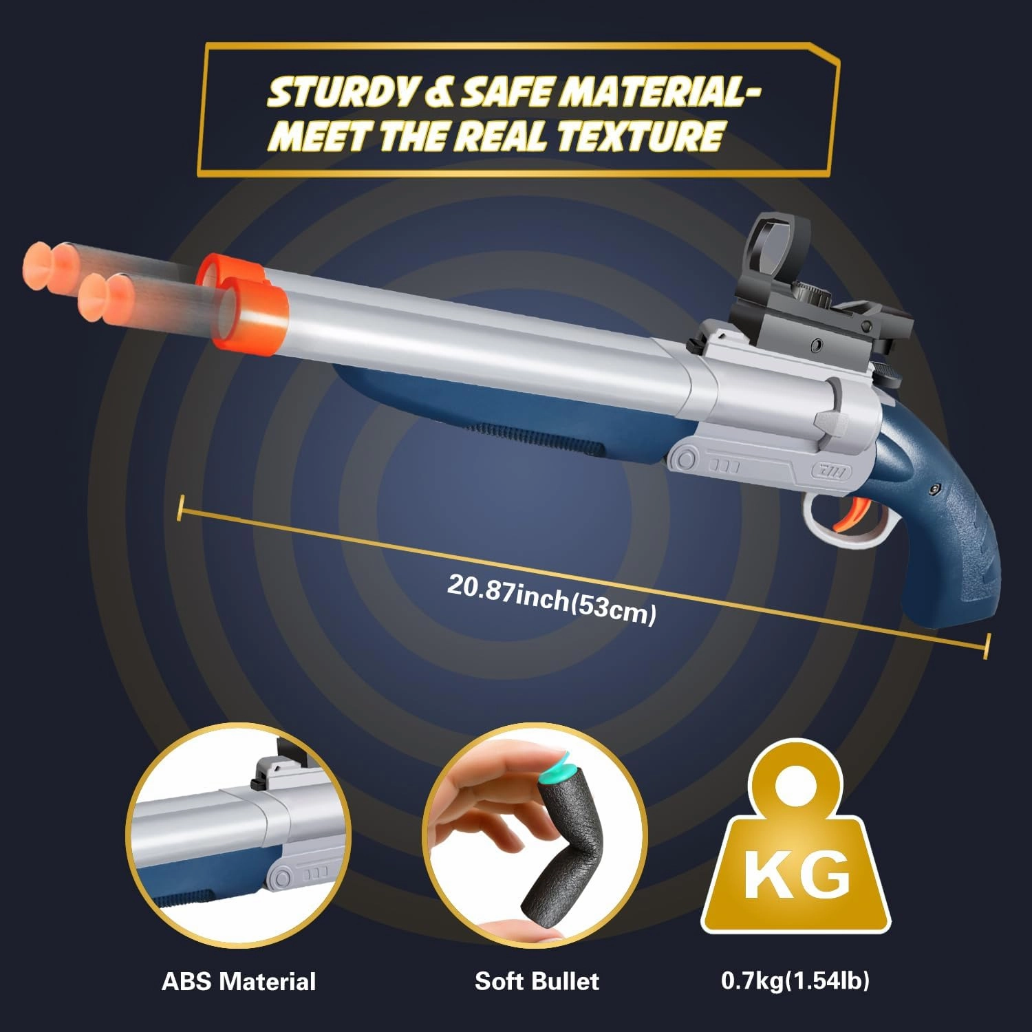 Double-barreled Toy Gun - Two Modes Realistic Soft Bullet Toy Guns Blaster with Sight - Educational Shooting Toy Shotgun - Gifts for Boys Christmas Birthday Halloween Present