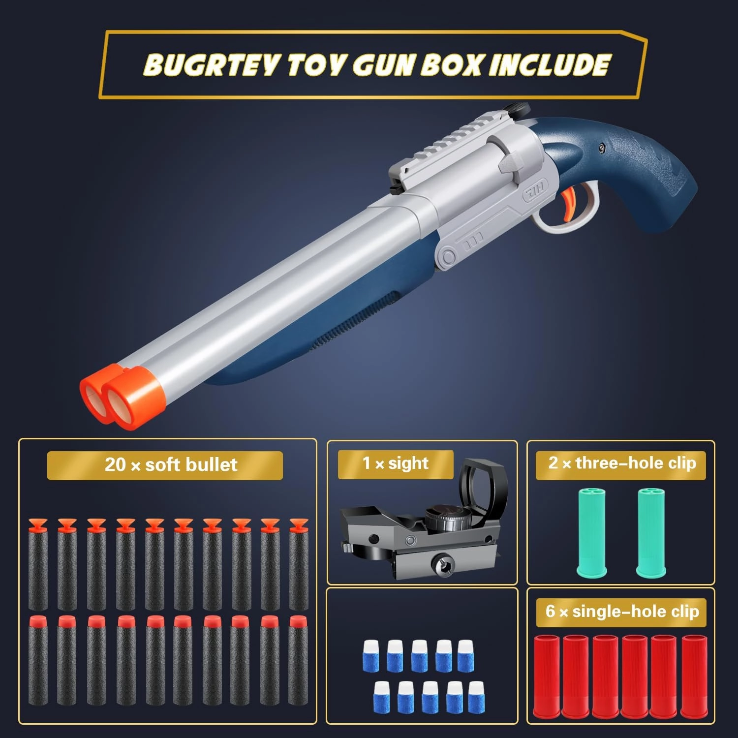 Double-barreled Toy Gun - Two Modes Realistic Soft Bullet Toy Guns Blaster with Sight - Educational Shooting Toy Shotgun - Gifts for Boys Christmas Birthday Halloween Present