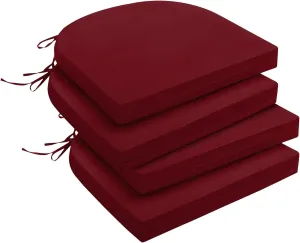 downluxe Outdoor Chair Cushions Set of 4 for Patio Furniture, Water-Resistant Patio Chair Cushions with Ties, High Density Foam Outdoor Seat Cushion, 17" X 16" X 2", Burgundy
