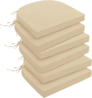 downluxe Outdoor Chair Cushions Set of 6 for Patio Furniture, Water-Resistant Patio Chair Cushions with Ties, High Density Foam Outdoor Seat Cushion, 17" X 16" X 2", Beige