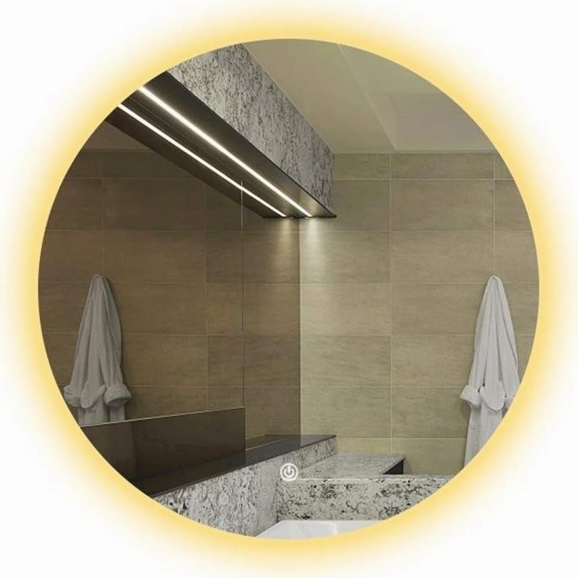 Dressing Mirror Wall Mount Makeup Mirror Large Wall Mirror Round Vanity Mirror for Living Rooms/Bathroom with Touch Switch Antifog Film Time Temperature Beauty Mirror