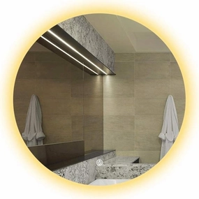 Dressing Mirror Wall Mount Makeup Mirror Large Wall Mirror Round Vanity Mirror for Living Rooms/Bathroom with Touch Switch Antifog Film Time Temperature Beauty Mirror