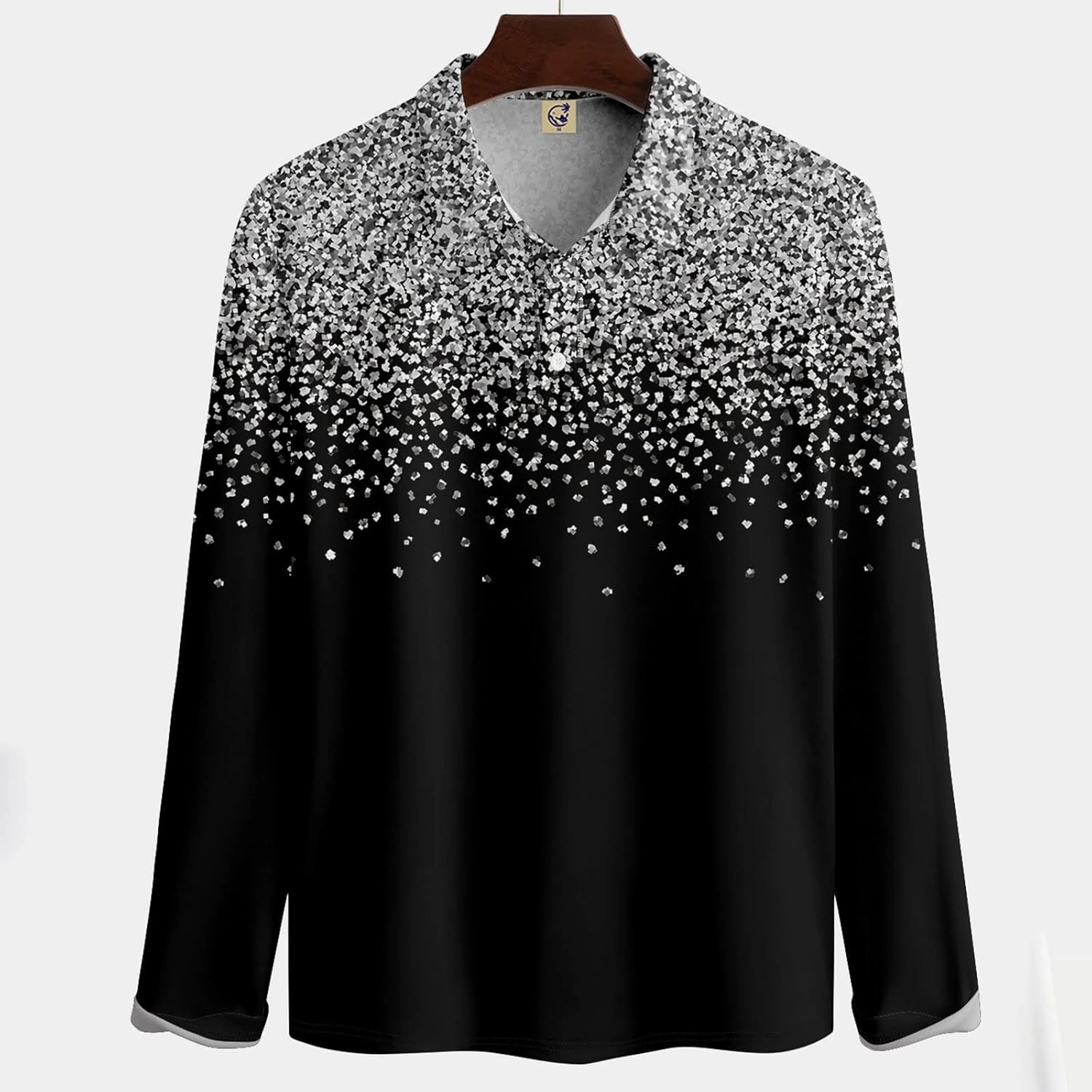 DuDubaby Summer Shirts for Men Lapel Long Sleeve Printed Casual Top Loose Sports Lapel Shirt