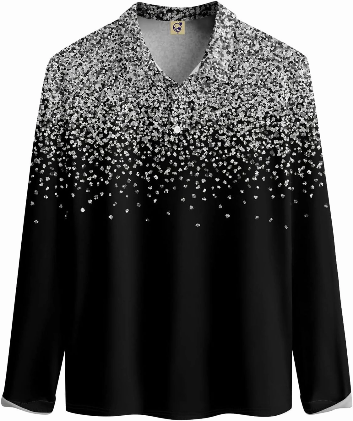 DuDubaby Summer Shirts for Men Lapel Long Sleeve Printed Casual Top Loose Sports Lapel Shirt