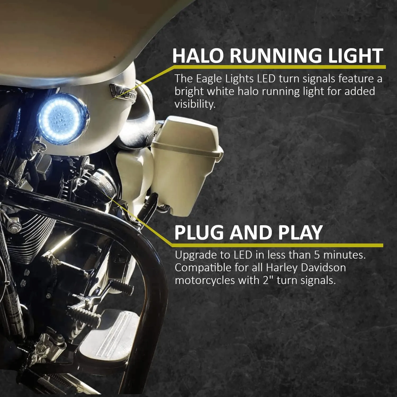 Eagle Lights 8748TS 2" Front LED Turn Signals with White Halo Running Lights - Generation I / 1157 Base