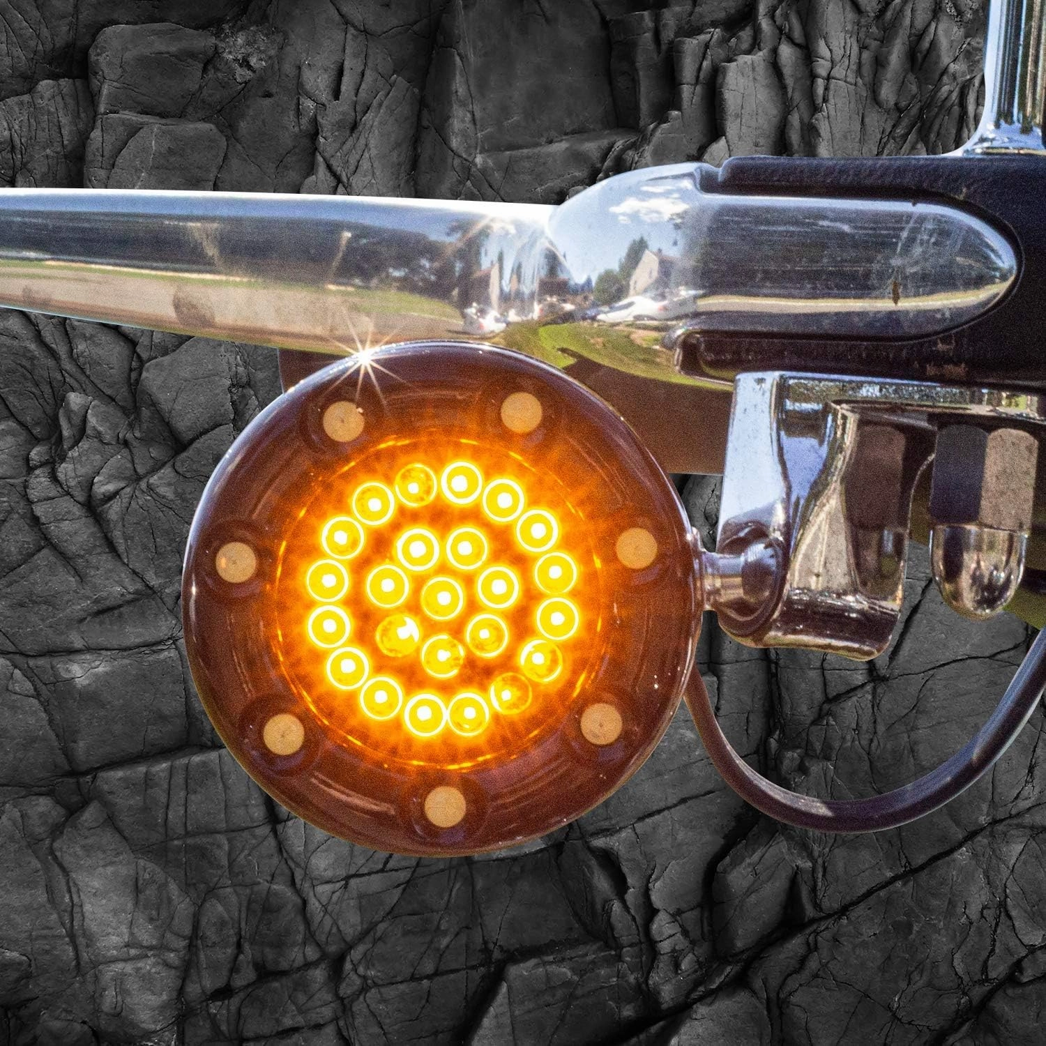 Eagle Lights 2? Bullet Front LED Turn Signals w/Running LED Light Ring Covers for Harley Davidson - (2) Front Turn Signals