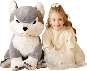 EARTHSOUND Giant Wolf Stuffed Animal Plush Toy,23" Large Jumbo Cute Soft Toys,Big Size Huge Fluffy Plushy Oversized Fat Plushie,Gifts for Kids Girlfriend Children (23 inches, Gray)