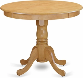 East West Furniture ANBO5-OAK-W 5 Piece Modern Dining Table Set Includes a Round Kitchen Table with Pedestal and 4 Dining Chairs, 36x36 Inch, Oak