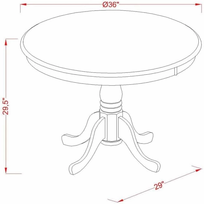 East West Furniture ANBO5-OAK-W 5 Piece Modern Dining Table Set Includes a Round Kitchen Table with Pedestal and 4 Dining Chairs, 36x36 Inch, Oak