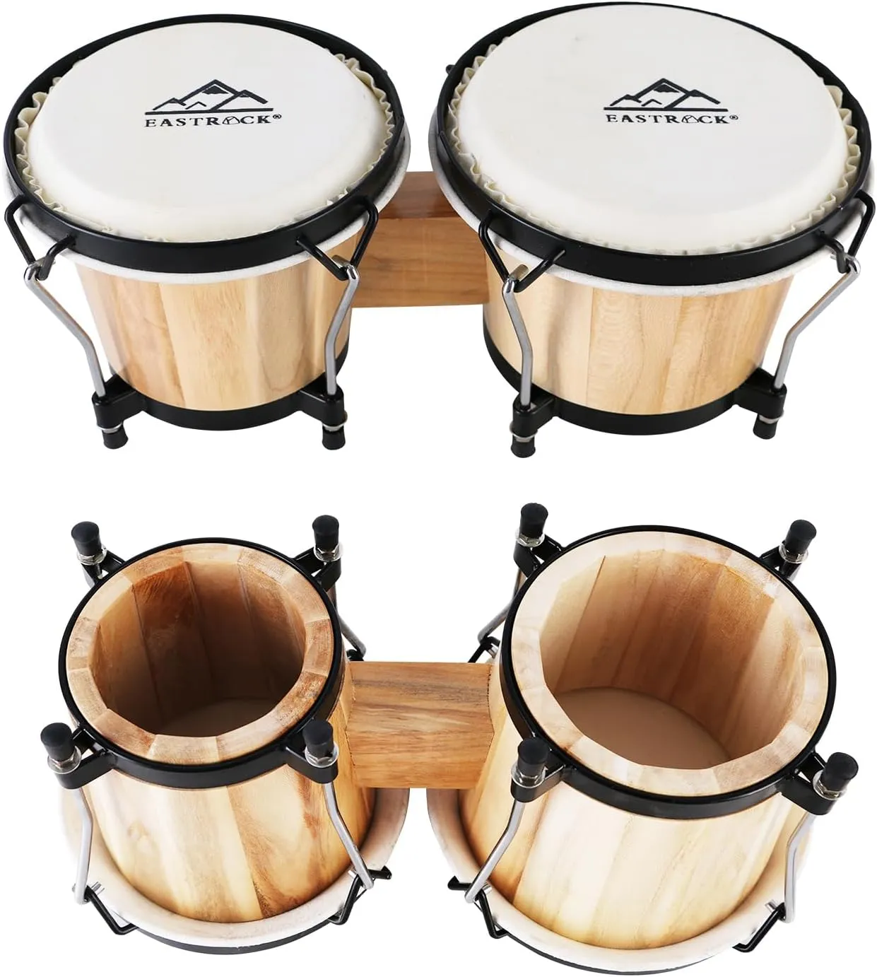 EastRock Bongo Drum 6” and 7” Set for Adults Kids Beginners Professionals Tunable Wood and Metal Drum Percussion Instruments with Bag and Tuning Wrench