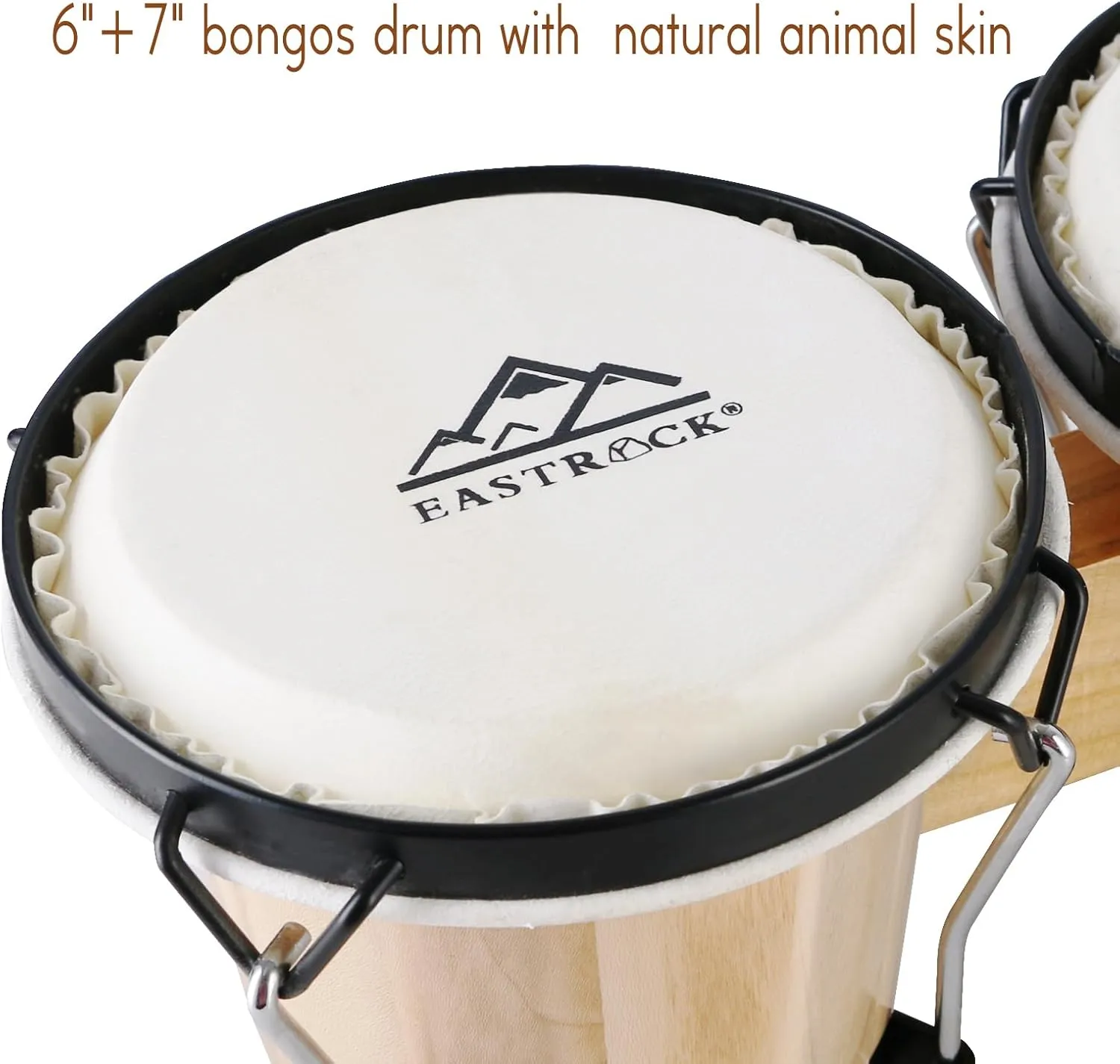 EastRock Bongo Drum 6” and 7” Set for Adults Kids Beginners Professionals Tunable Wood and Metal Drum Percussion Instruments with Bag and Tuning Wrench