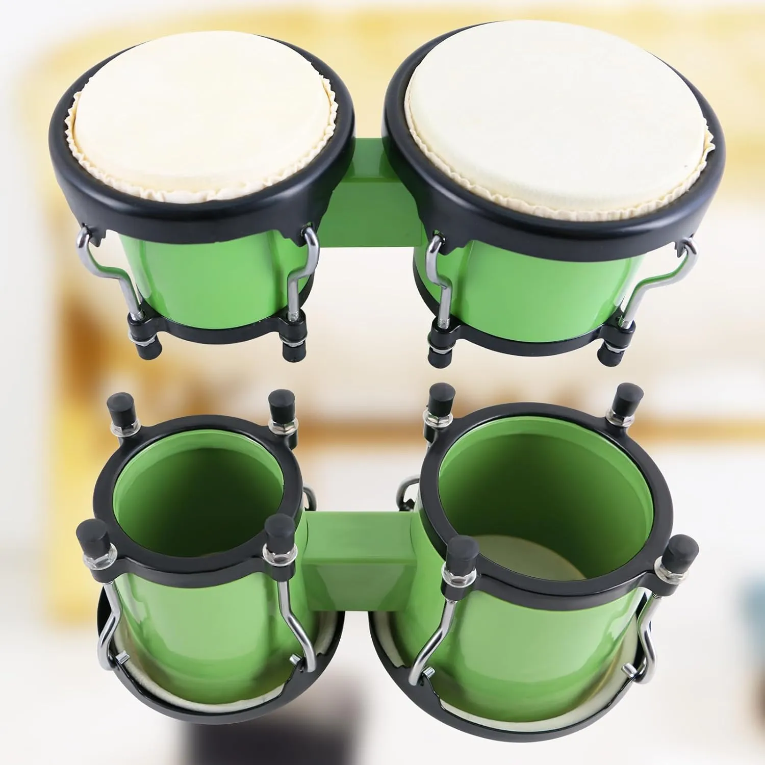 EastRock Green Bongo Drum 4” and 5” Set for Adults,Beginners,Percussion Bongos Drum With Tuning Wrench(Green)