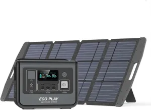 Eco Play Portable Power Station EP800, 512Wh LiFePO4 Battery Backup, AC 800W(1200W Max), Fast Charging in 1.5H, 8 Outputs, UPS, LED Light, Outdoor Generator for Camping, RV, Home, Emergency