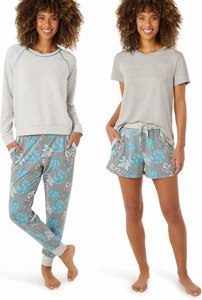 Eddie Bauer 4pc Women's Pajama Sets - Long Sleeve & Jogger Pajama Set for Women - Womens Pajama Sets Shorts & Crewneck Top