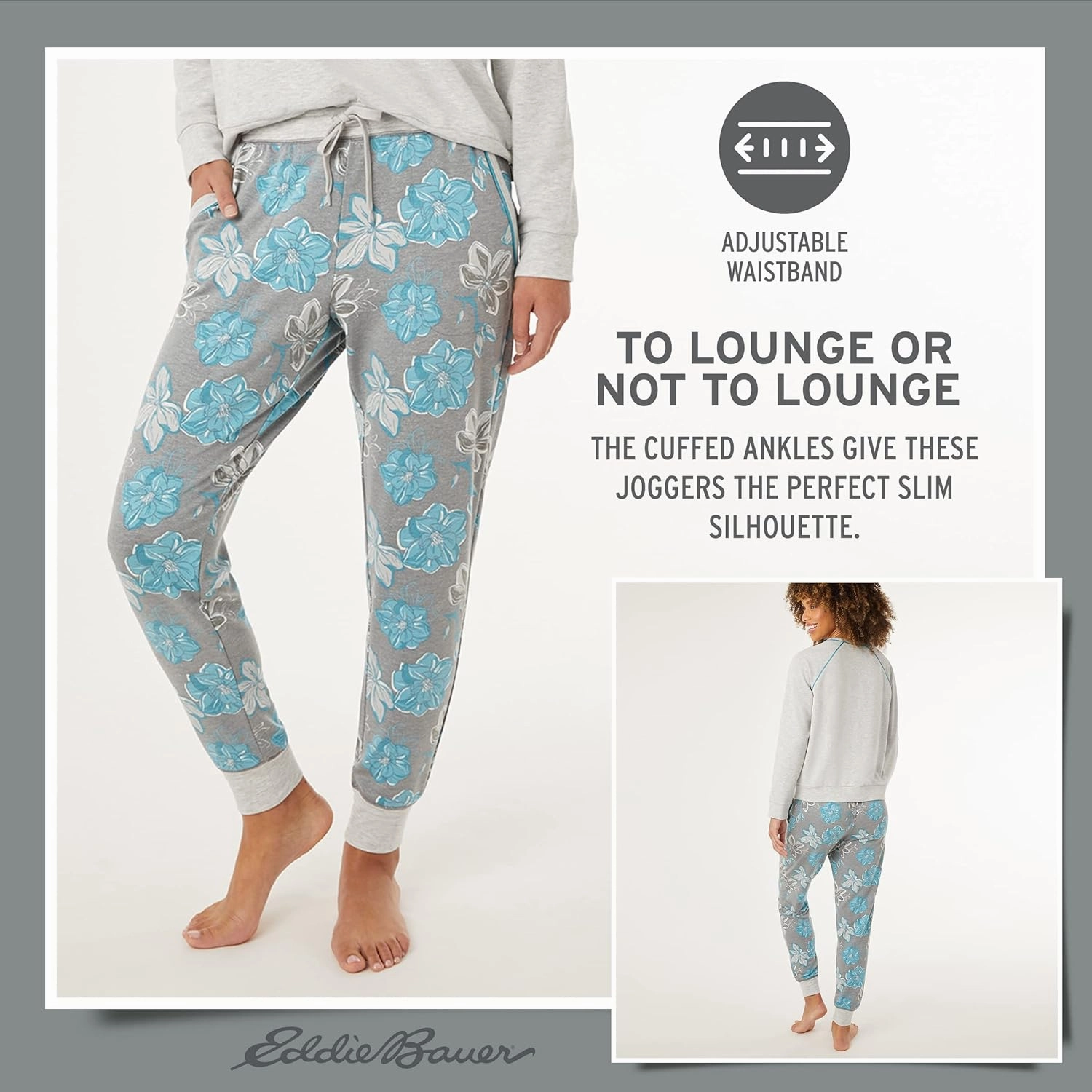 Eddie Bauer 4pc Women's Pajama Sets - Long Sleeve & Jogger Pajama Set for Women - Womens Pajama Sets Shorts & Crewneck Top